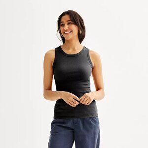 Women's Sonoma Goods For Life High Neck Layering Tank Top Pitch Black